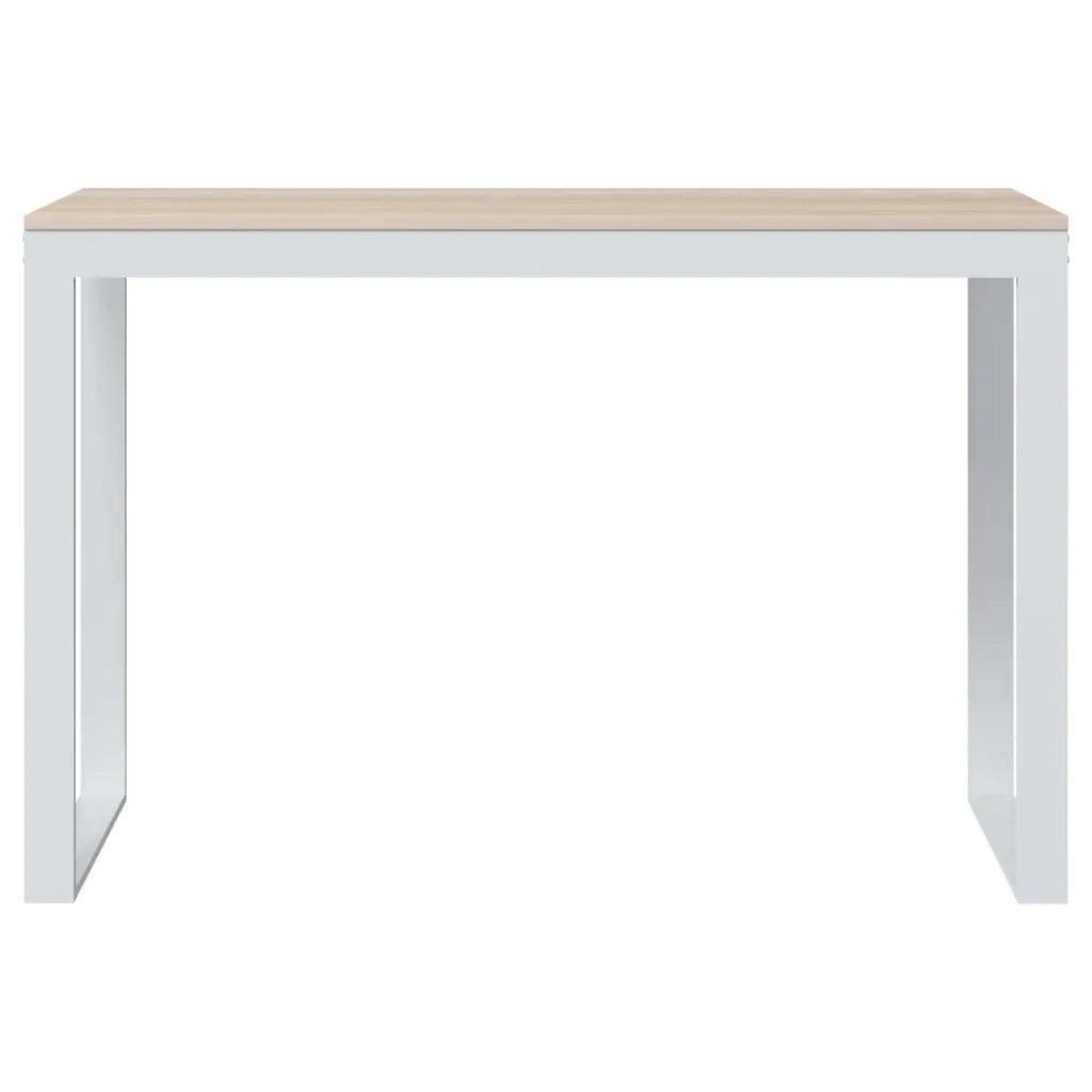 Scrivania Computer Bianca e Rovere 110x60x73 Legno Multistrato