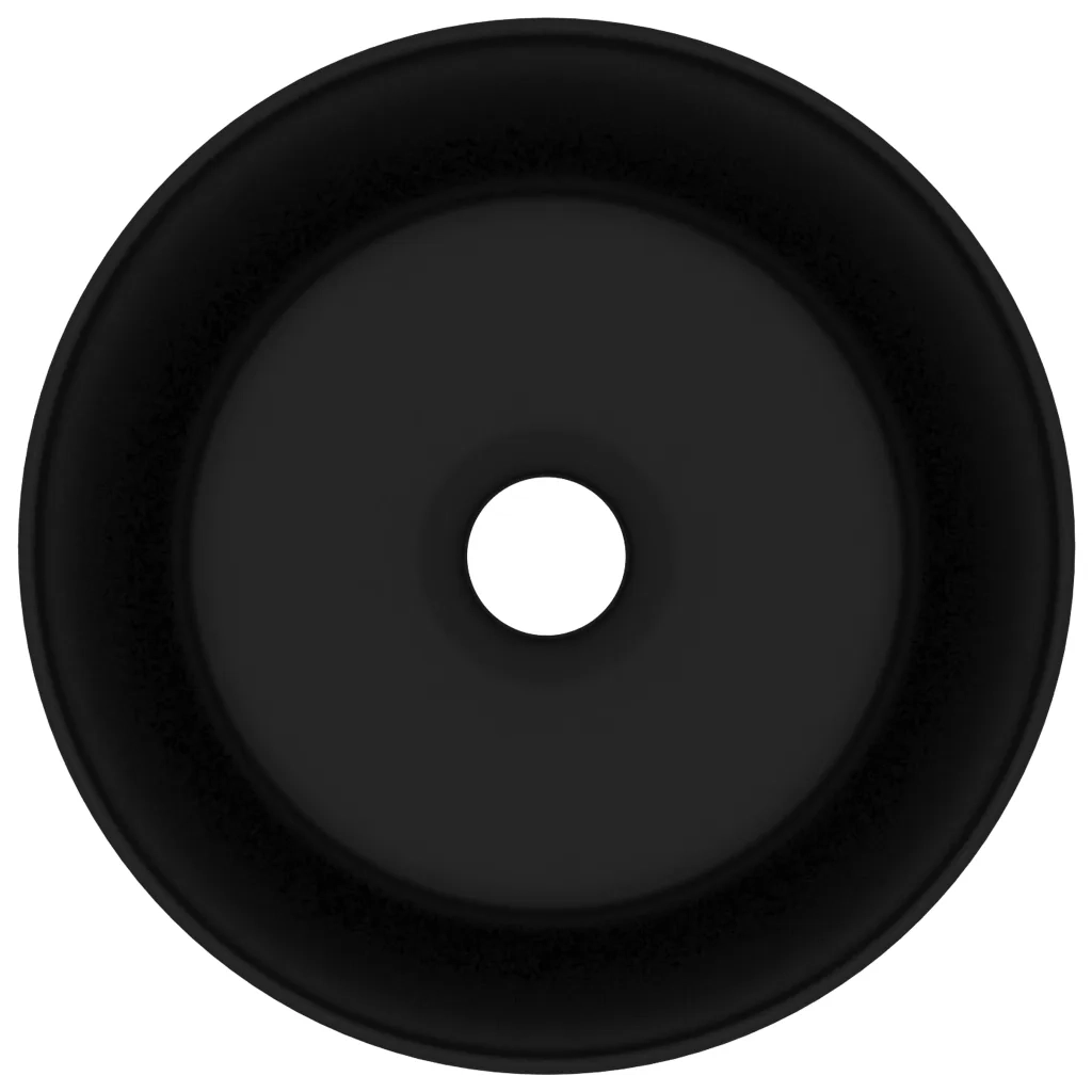 Lavandino Lusso Rotondo Nero Opaco 40x15 cm in Ceramica 147019