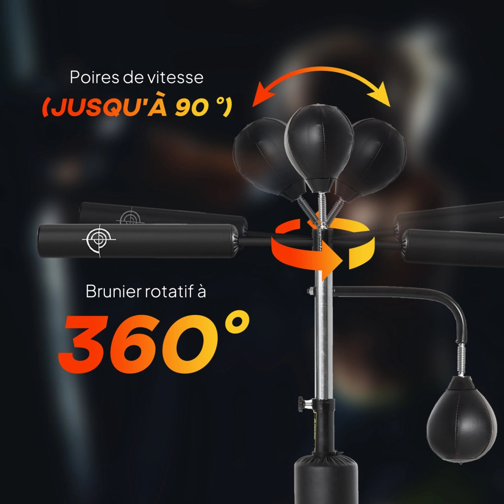 Sacco da Boxe Autonomo 4 in 1 con Piedistallo ¨C Zephmum ¨C Nero, Altezza Regolabile 160-230 cm
