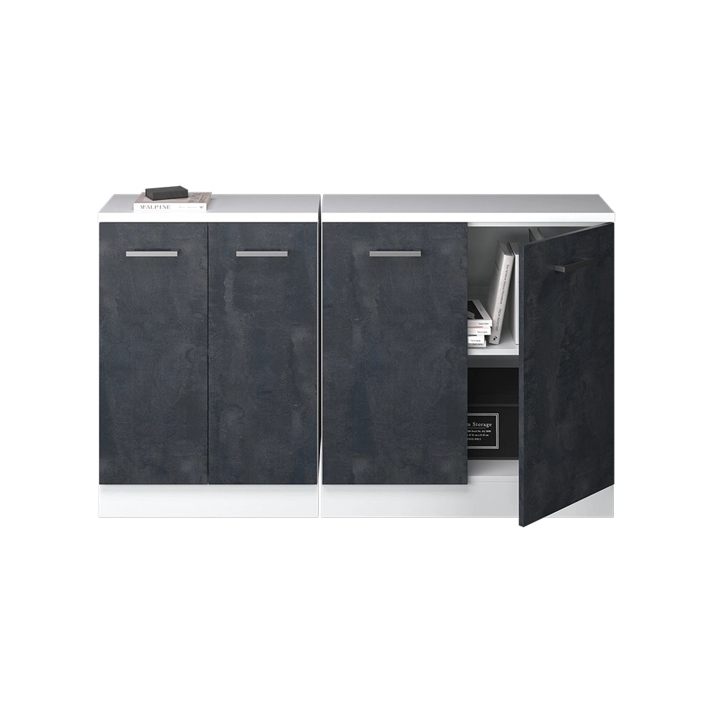 Set di mobili sottotetto Rion Calce nera/Bianco 140 cm Set di 2 carcasse armadio profondità 60 cm Vicco