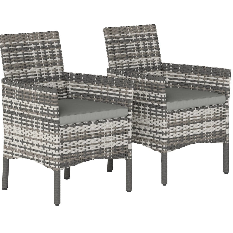 Set di 2 sedie da giardino in rattan grigio; 58 x 62 x 87 cm; con cuscini