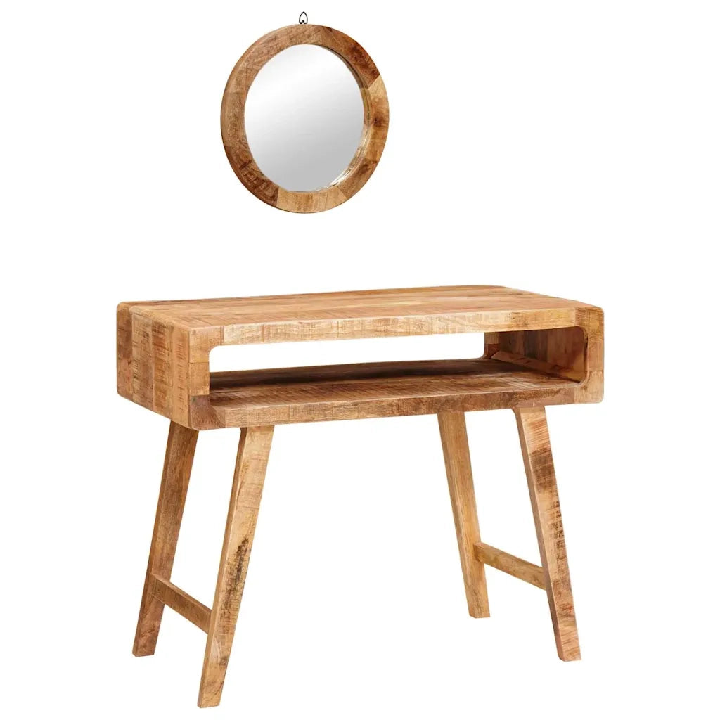 Tavolo da Trucco con specchio-Tavolo da Vanit¨¤ Marrone Legno di mango massello