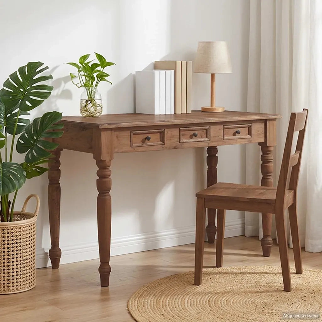 Scrivania con Cassetti 117x57x75 cm in Legno Massello di Mogano 283909