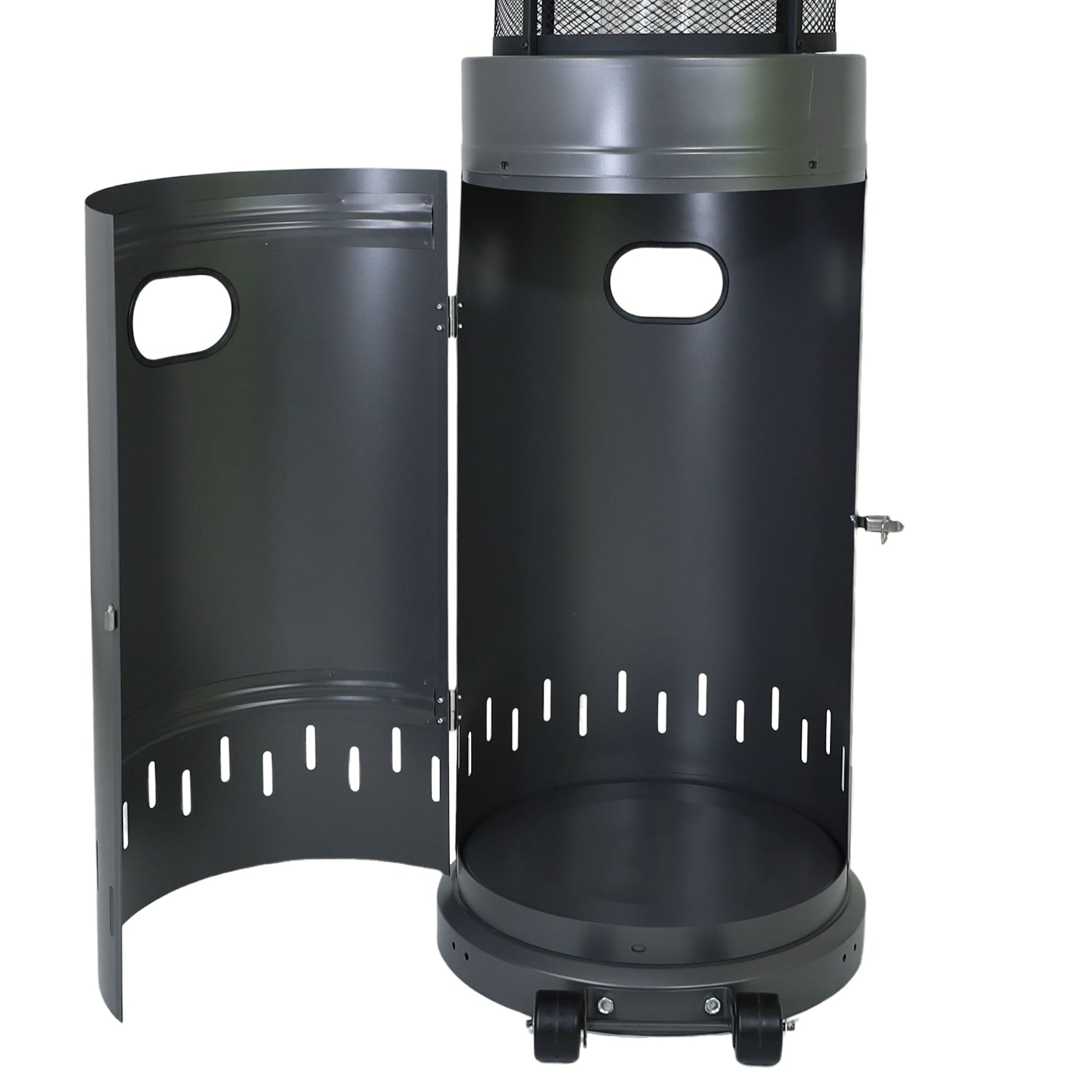 Stufa a Gas da Esterno Riscaldatore Gpl Portatile con Ruote FIRE GLASS Cilindro con Vetro per Terrazzo Patio Giardino Lo