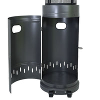 Stufa a Gas da Esterno Riscaldatore Gpl Portatile con Ruote FIRE GLASS Cilindro con Vetro per Terrazzo Patio Giardino Lo