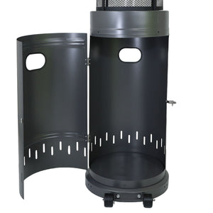 Stufa a Gas da Esterno Riscaldatore Gpl Portatile con Ruote FIRE GLASS Cilindro con Vetro per Terrazzo Patio Giardino Lo