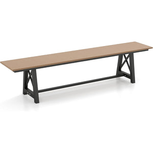 Panchina da esterno in hdpe struttura metallica, Panchina da patio lunga 183 cm Marrone e Nero-Panchine