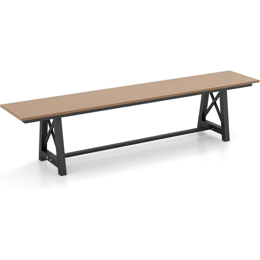 Panchina da esterno in hdpe struttura metallica, Panchina da patio lunga 183 cm Marrone e Nero-Panchine