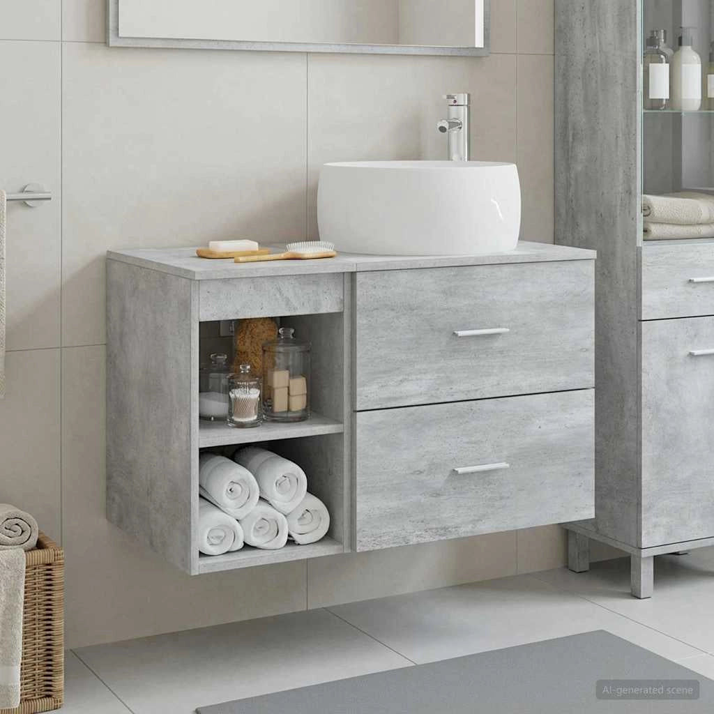 Set di mobili per il bagno 2 pz Grigio Cemento 3403923