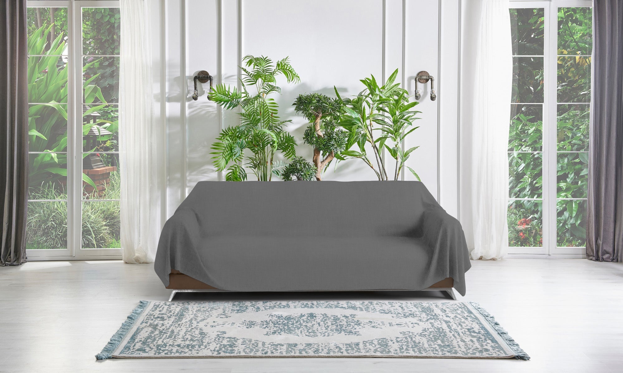 Telo Arredo Coprittutto Copridivano in Cotone Fumo 270x300 cm