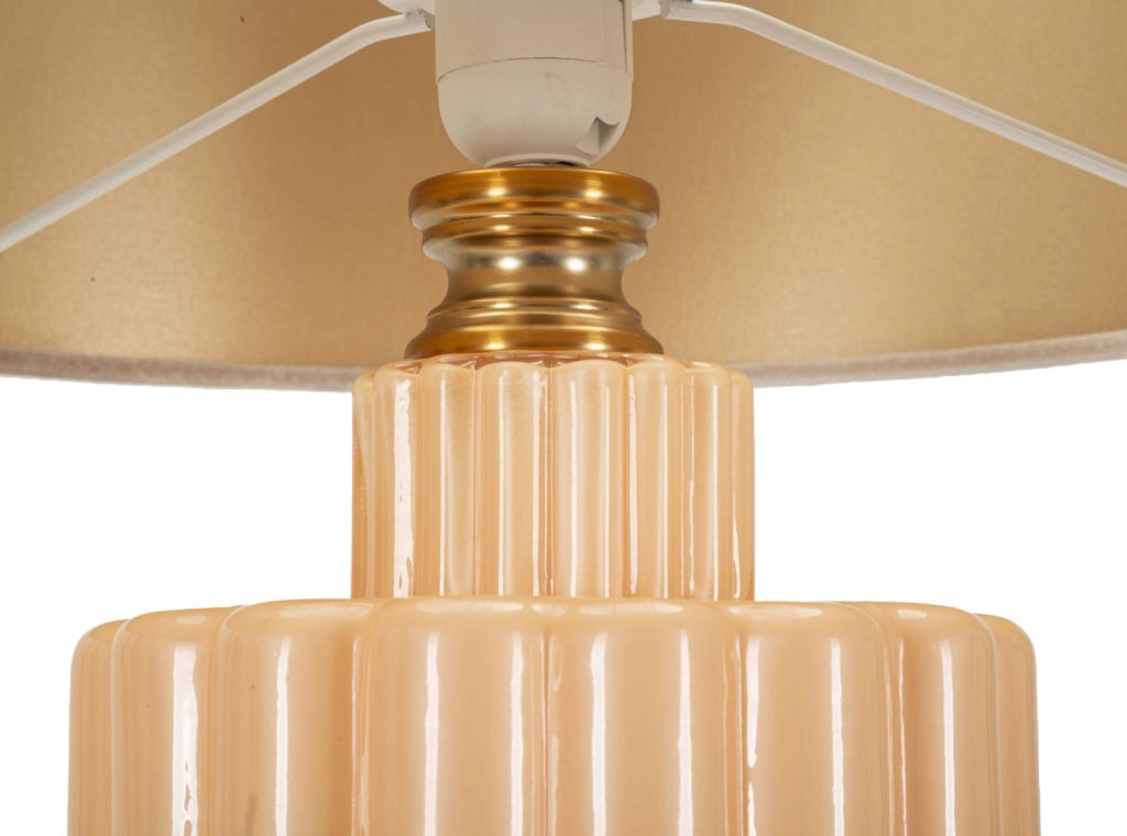 Lampada da Tavolo Perly Ø40,5x69,5 cm in Vetro e Ferro e Tessuto Perla e Oro