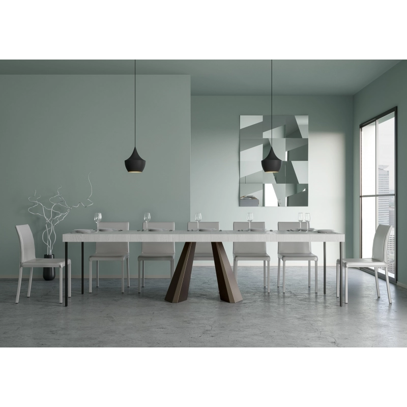 Consolle allungabile 90x40/300 cm Diamante Premium telaio Orso - Bianco Frassino