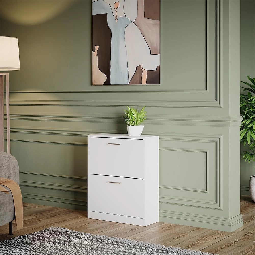Armadio per le scarpe Gizmo, Bianco, 59 x 72.5 cm 2 scomparti, per la conservazione delle scarpe e combinabile con i mobili Gizmo
