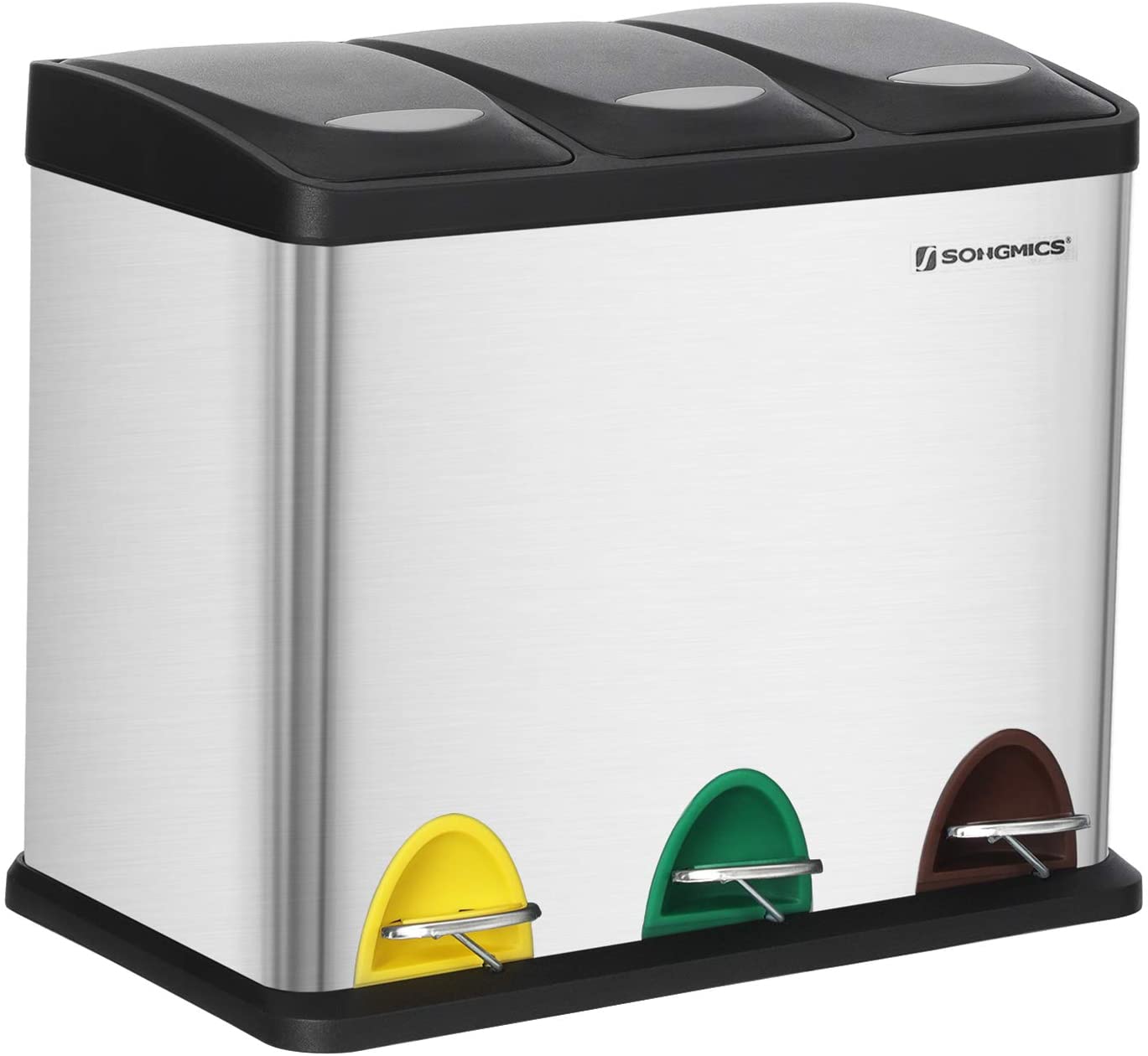 Pattumiera VALORA con 3 contenitori rimovibili, argento LTB24L