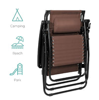 Sedia Sdraio Cordonata Gravità Zero Reclinabile Pieghevole Poggiatesta Nero Caffè