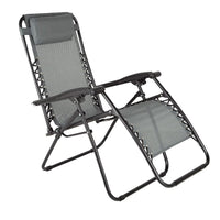 Sedia Sdraio Cordonata Gravità Zero Reclinabile Pieghevole Poggiatesta Nero Grigio