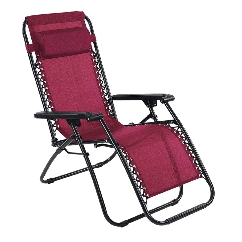 Sedia Sdraio Cordonata Gravità Zero Reclinabile Pieghevole Poggiatesta Rosso