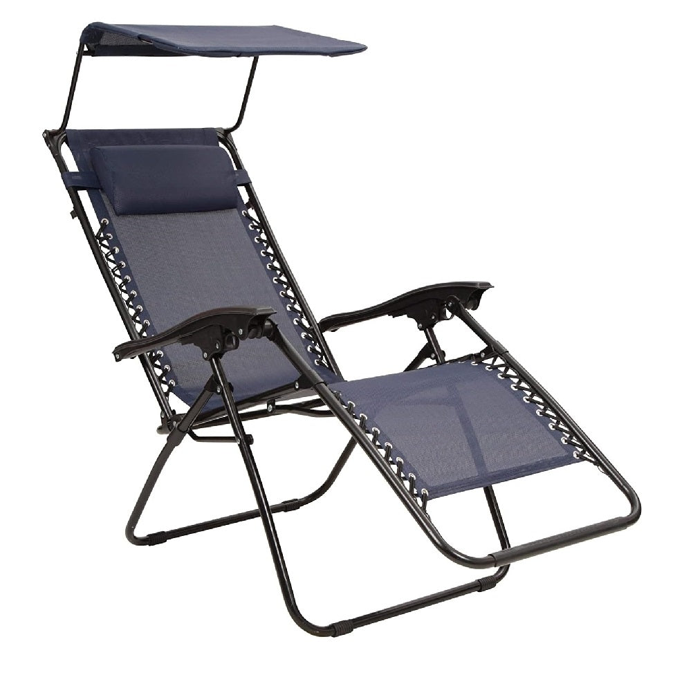 Sedia Sdraio con Parasole Gravità Zero Reclinabile Pieghevole Poggiatesta Blu