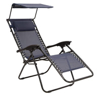 Sedia Sdraio con Parasole Gravità Zero Reclinabile Pieghevole Poggiatesta Blu