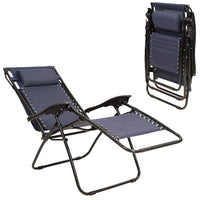 Sedia Sdraio con Parasole Gravità Zero Reclinabile Pieghevole Poggiatesta Blu