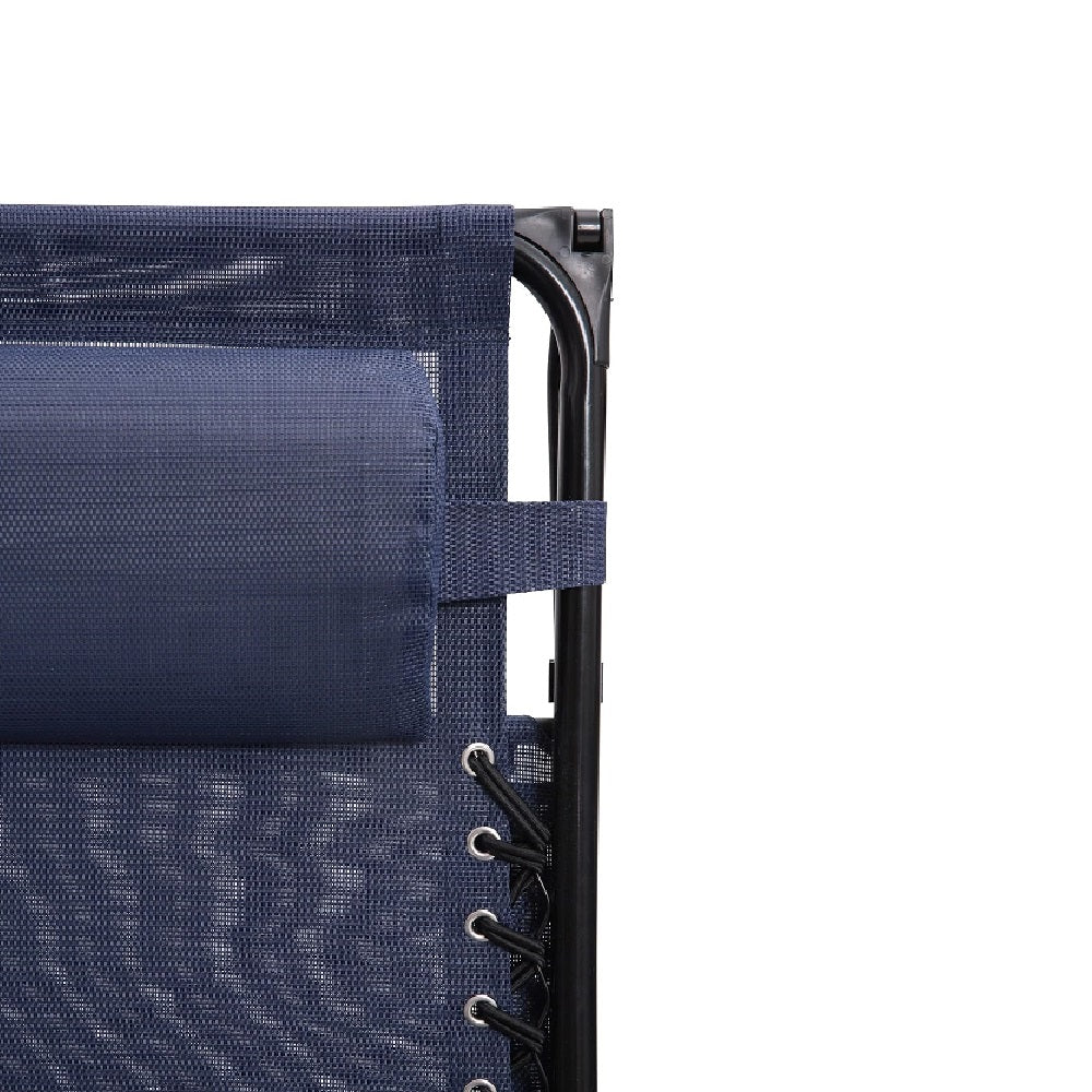 Sedia Sdraio con Parasole Gravità Zero Reclinabile Pieghevole Poggiatesta Blu