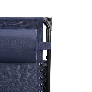 Sedia Sdraio con Parasole Gravità Zero Reclinabile Pieghevole Poggiatesta Blu