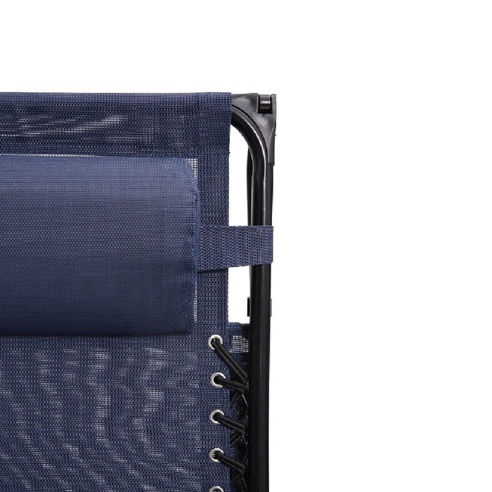 Sedia Sdraio con Parasole Gravità Zero Reclinabile Pieghevole Poggiatesta Blu