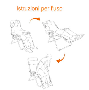 Sedia Sdraio con Parasole Gravità Zero Reclinabile Pieghevole Poggiatesta Blu