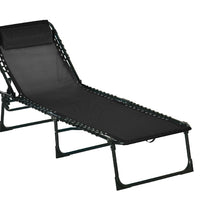 Lettino Prendisole Pieghevole con Cuscino Reclinabile 4Posizioni Portatile Nero