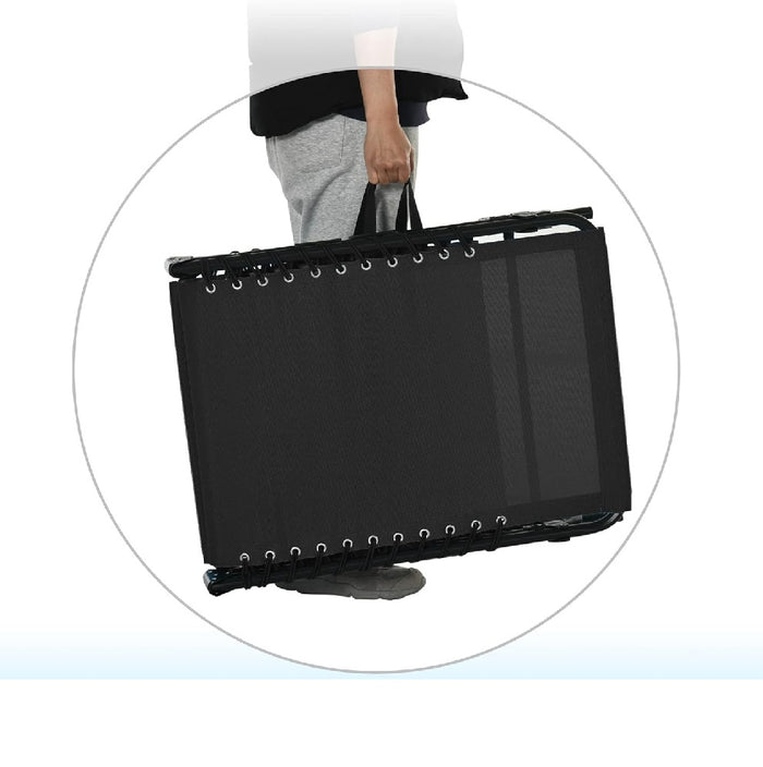 Lettino Prendisole Pieghevole con Cuscino Reclinabile 4Posizioni Portatile Nero