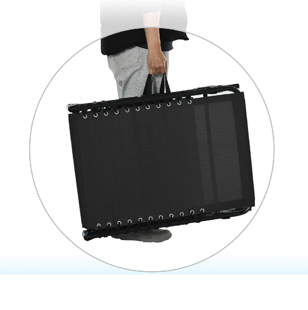 Lettino Prendisole Pieghevole con Cuscino Reclinabile 4Posizioni Portatile Nero