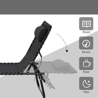 Lettino Prendisole Pieghevole con Cuscino Reclinabile 4Posizioni Portatile Nero