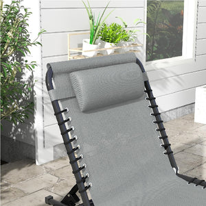 Lettino Prendisole Pieghevole con Cuscino Reclinabile 4Posizioni Portatile Grigio