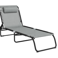Lettino Prendisole Pieghevole con Cuscino Reclinabile 4Posizioni Portatile Grigio