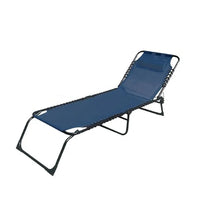Lettino Prendisole Pieghevole con Cuscino Reclinabile 4Posizioni Portatile Blu