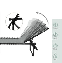 Lettino Prendisole Pieghevole con Cuscino Reclinabile 4Posizioni Portatile Blu