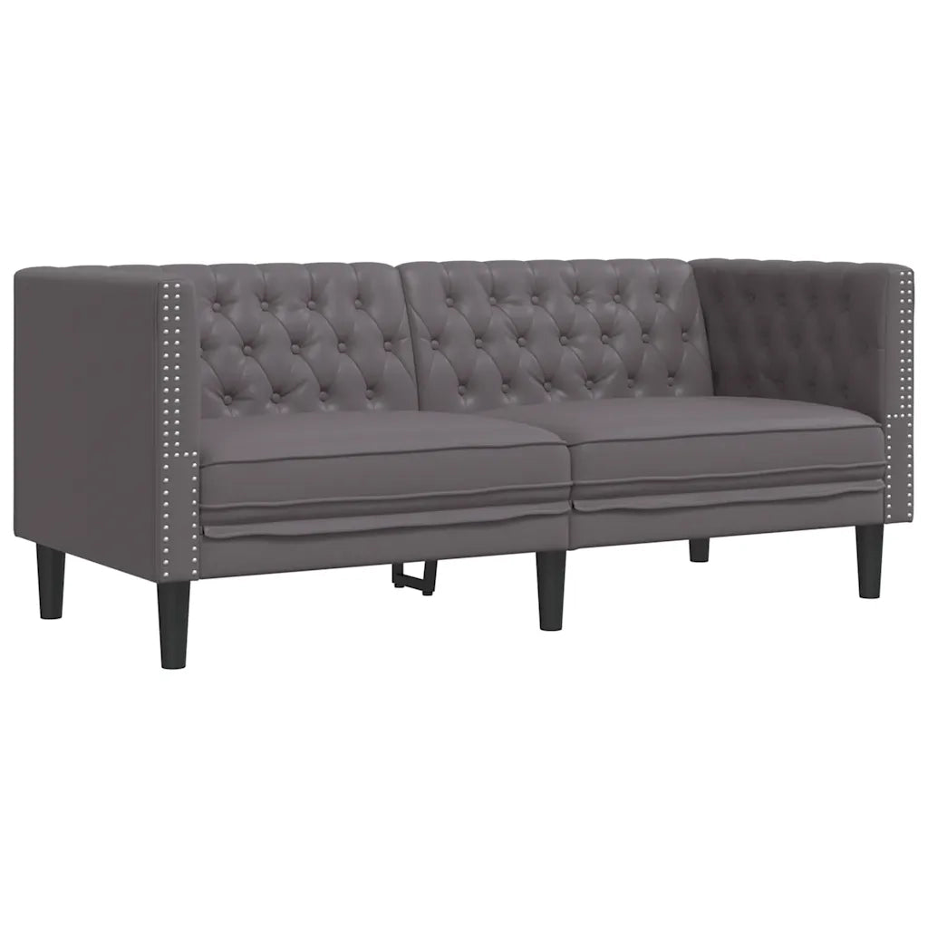 Set Divani Chesterfield 3pz Grigio in Similpelle 3209270