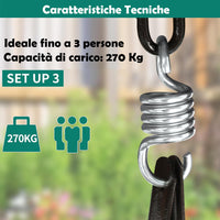 Dondolo da Giardino 3 Posti con Tettuccio Parasole Regolabile 172x110x155cm Nero