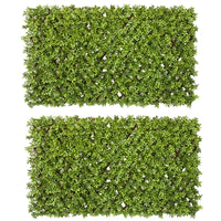 Siepe Artificiale 100x200 cm in Bosso - 2 Pezzi con Steccato Estensibile