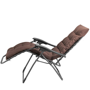 Poltrona da Giardino con Cuscino Imbottito Struttura Acciaio Pieghevole Marrone Relax