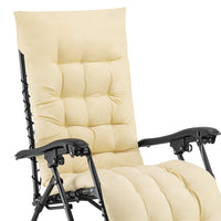 Poltrona da Giardino con Cuscino Imbottito Struttura Acciaio Pieghevole Beige Relax