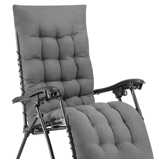 Poltrona da Giardino con Cuscino Imbottito Struttura Acciaio Pieghevole Grigio Relax