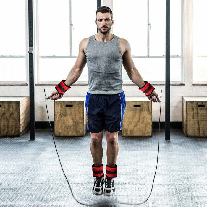 Kit 4 Pesi Allenamento Fitness 2KG+1KG Regolabili per Polsi e Caviglie Nero Rosso