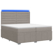 Letto Box Spring LED con Materasso Tortora 200 x 200 cm Tessuto 3455679