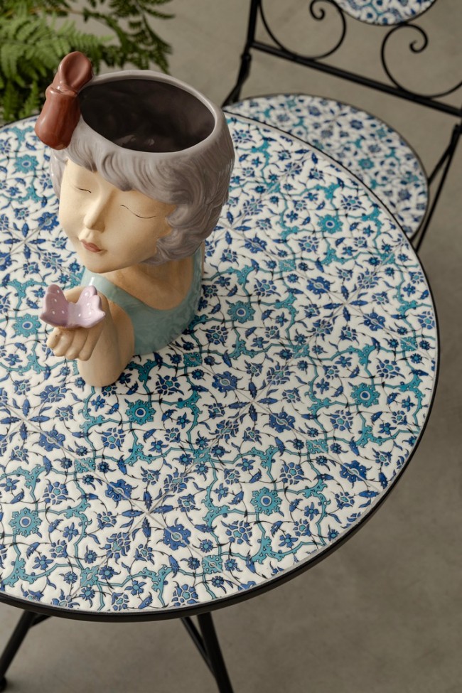 Tavolo Rotondo Acciaio Nero Moderno da Esterno 60 cm - MYTHICAL Colore: Composizione 4