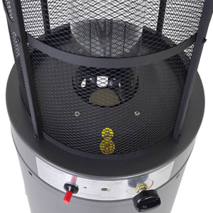 Stufa a Gas da Esterno Riscaldatore Gpl Portatile con Ruote FIRE GLASS Cilindro con Vetro per Terrazzo Patio Giardino Lo