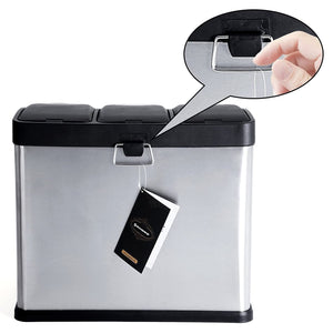 Pattumiera VALORA con 3 contenitori rimovibili, argento LTB24L