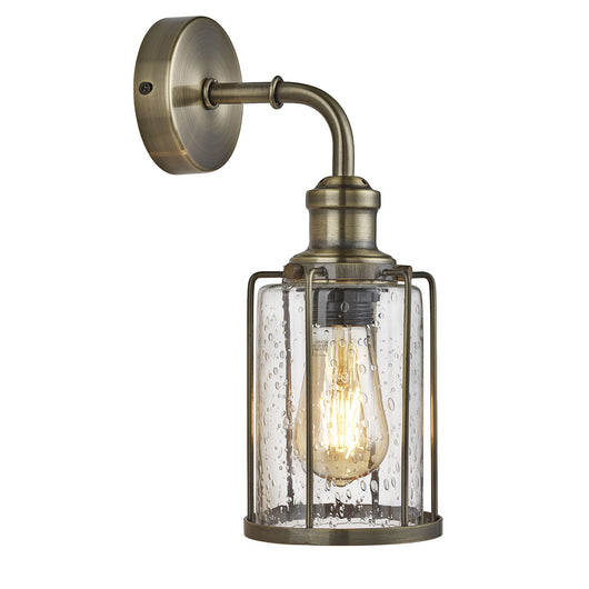 Applique Industrial-Nordico Tubi Acciaio Ottone Vetro 1 Luce E27