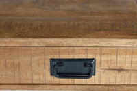 Tavolino a 2 cassetti in massello di mango e metallo 