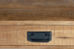 Tavolino a 2 cassetti in massello di mango e metallo 